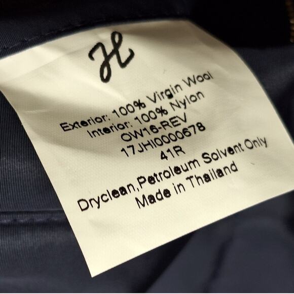 J. Hilburn Wool Puffer Vest 41R Medium Large Reversible Navy Blue Full Zip - Picture 4 of 11